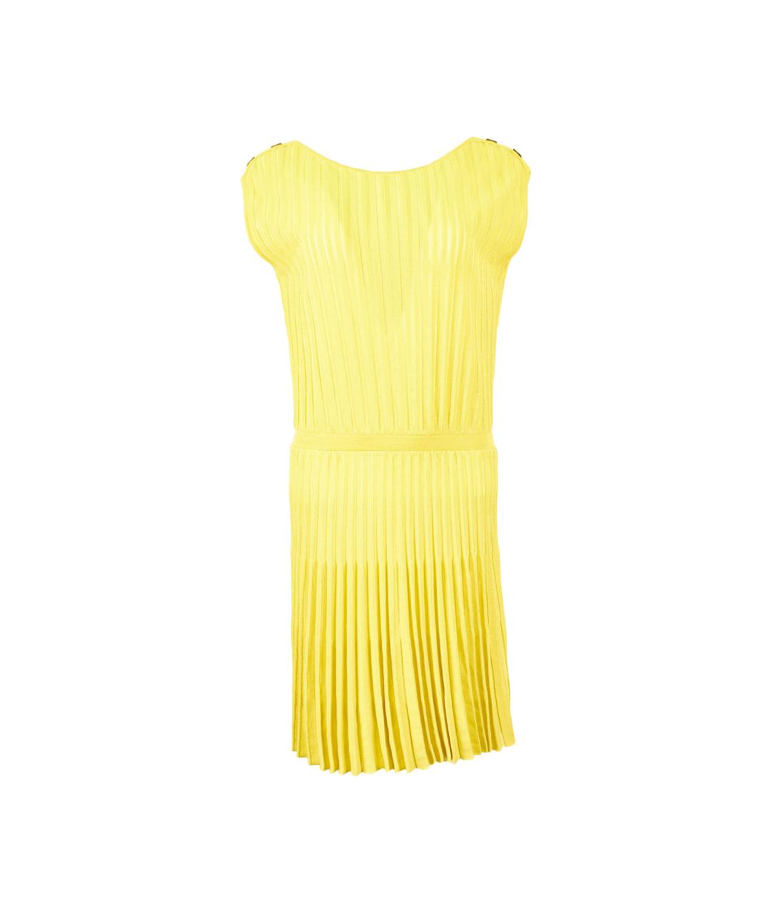 VERSACE COLLECTION Желтое вискозное коктейльное платье, фото 6