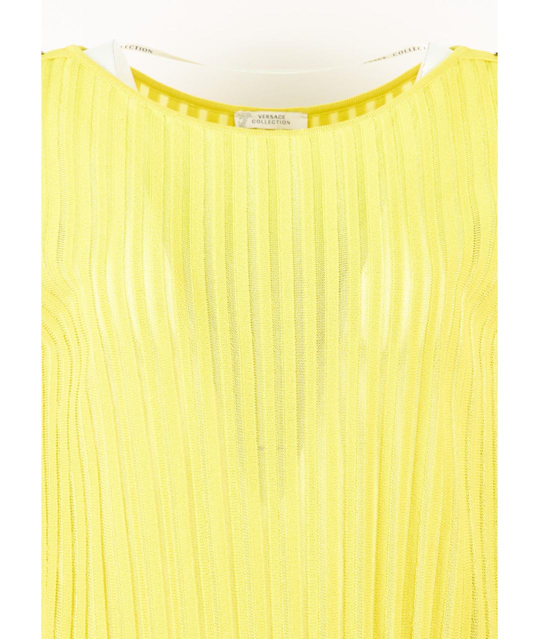 VERSACE COLLECTION Желтое вискозное коктейльное платье, фото 4