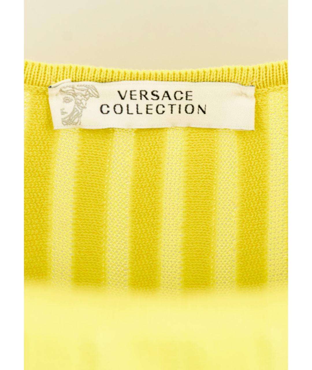 VERSACE COLLECTION Желтое вискозное коктейльное платье, фото 3