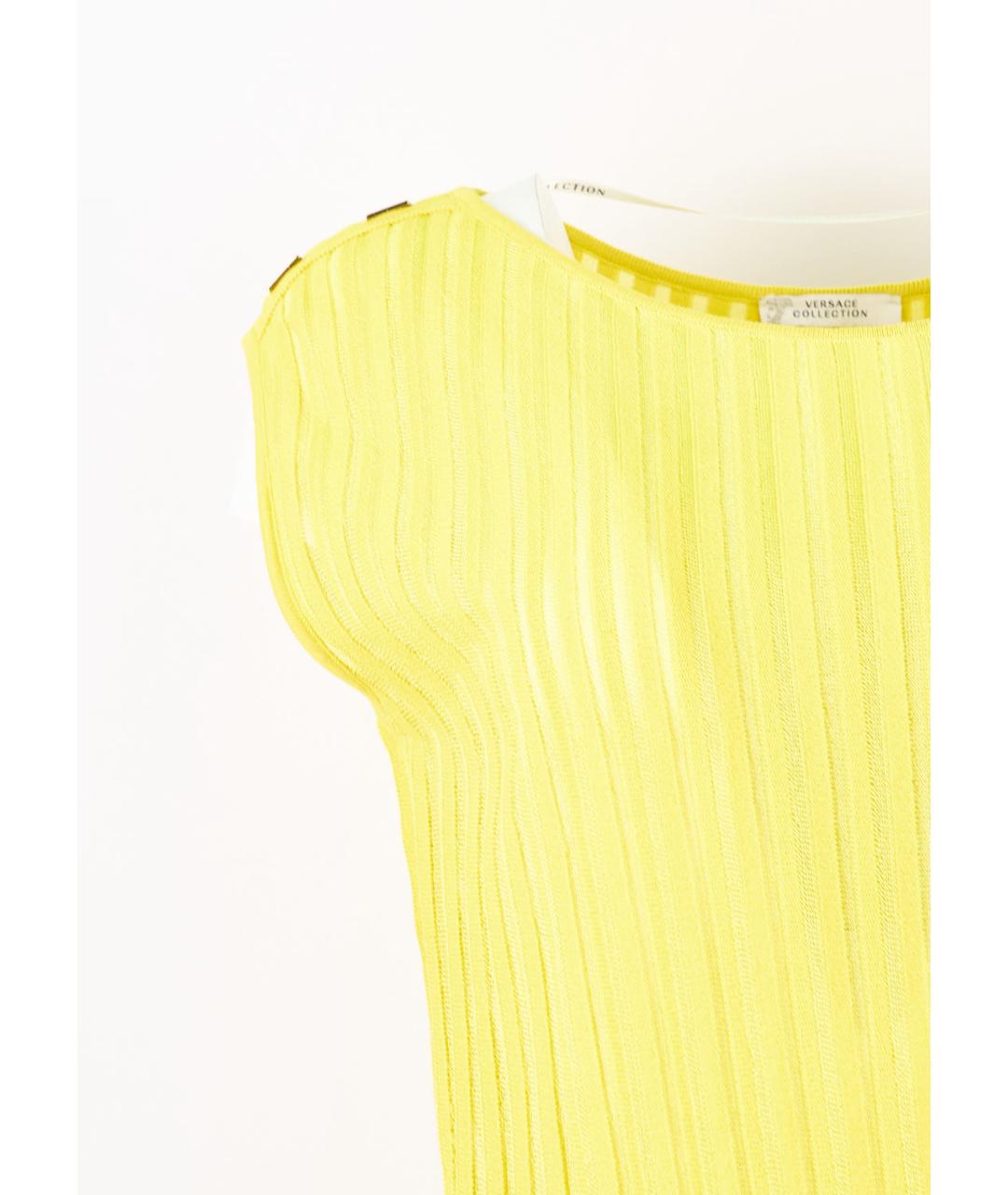 VERSACE COLLECTION Желтое вискозное коктейльное платье, фото 5