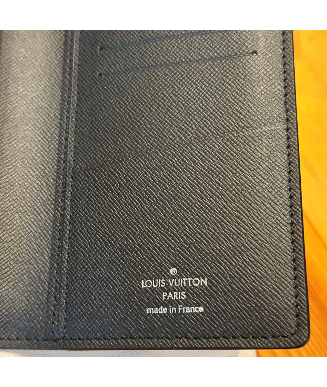 LOUIS VUITTON Черный кожаный кошелек, фото 3