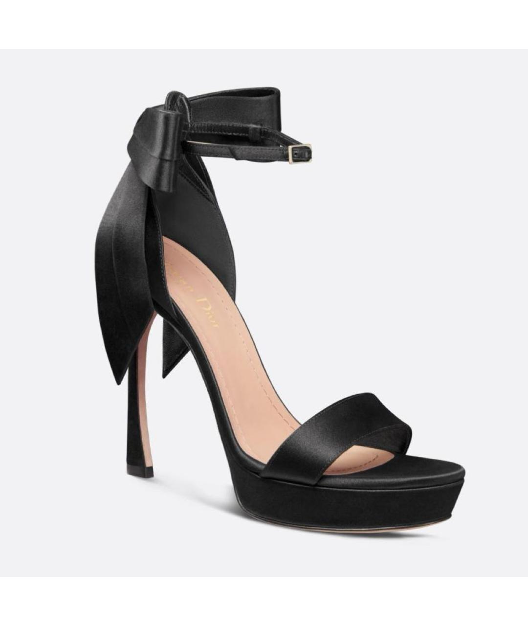 CHRISTIAN DIOR Черные текстильные босоножки, фото 3