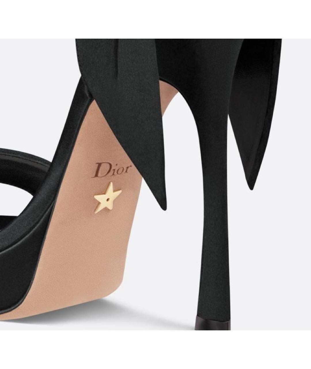 CHRISTIAN DIOR Черные текстильные босоножки, фото 5