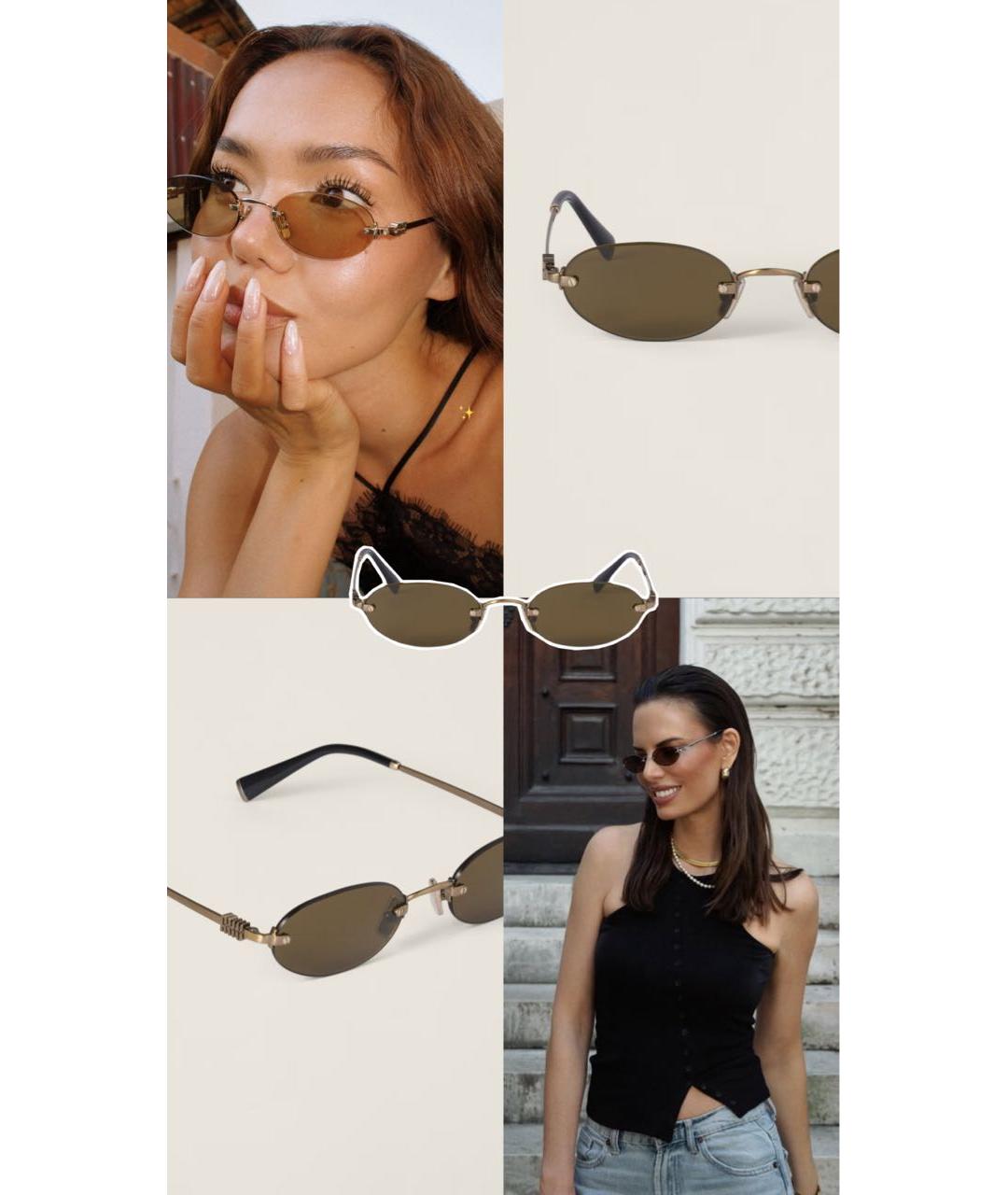 MIU MIU Золотые металлические солнцезащитные очки, фото 8