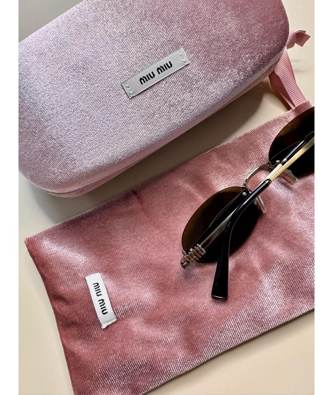 MIU MIU Золотые металлические солнцезащитные очки, фото 4