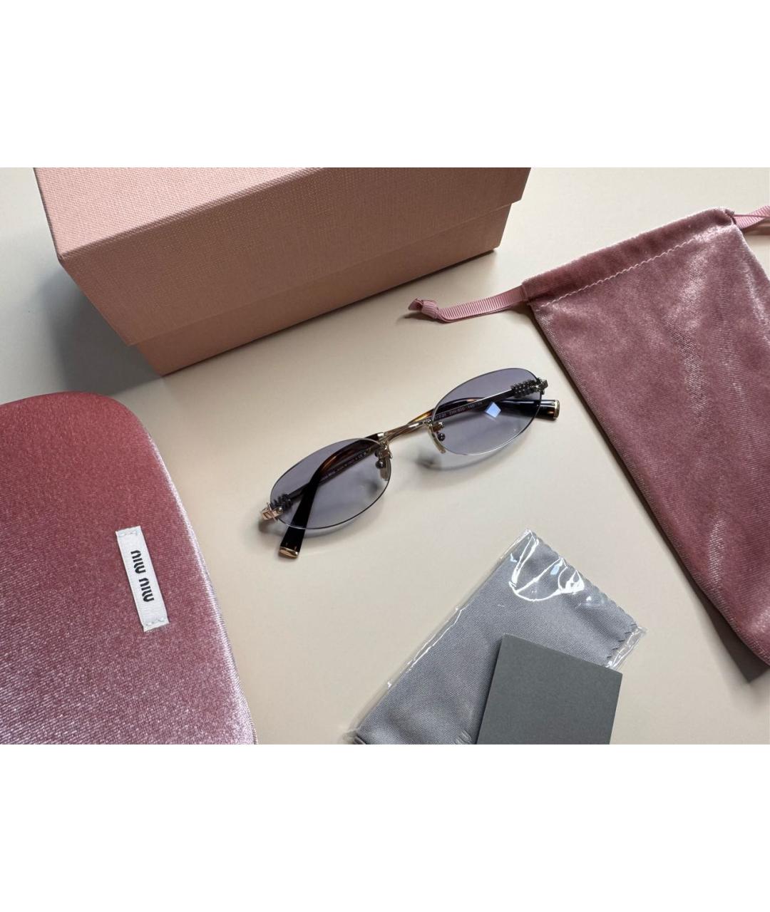 MIU MIU Золотые металлические солнцезащитные очки, фото 2