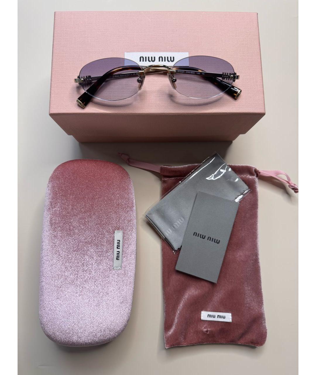 MIU MIU Золотые металлические солнцезащитные очки, фото 7