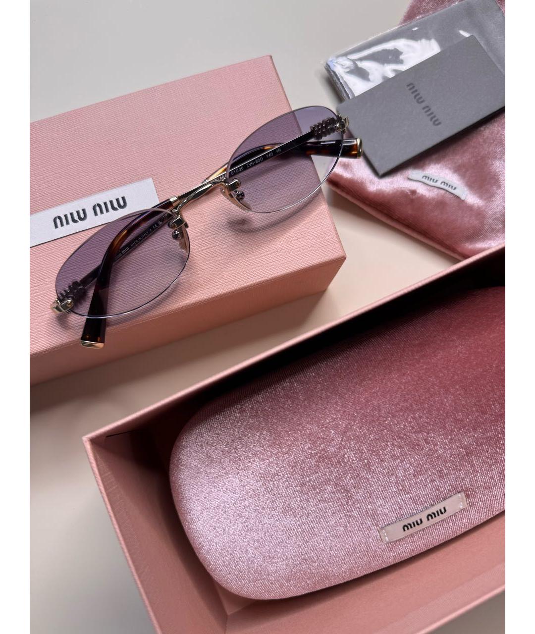 MIU MIU Золотые металлические солнцезащитные очки, фото 5