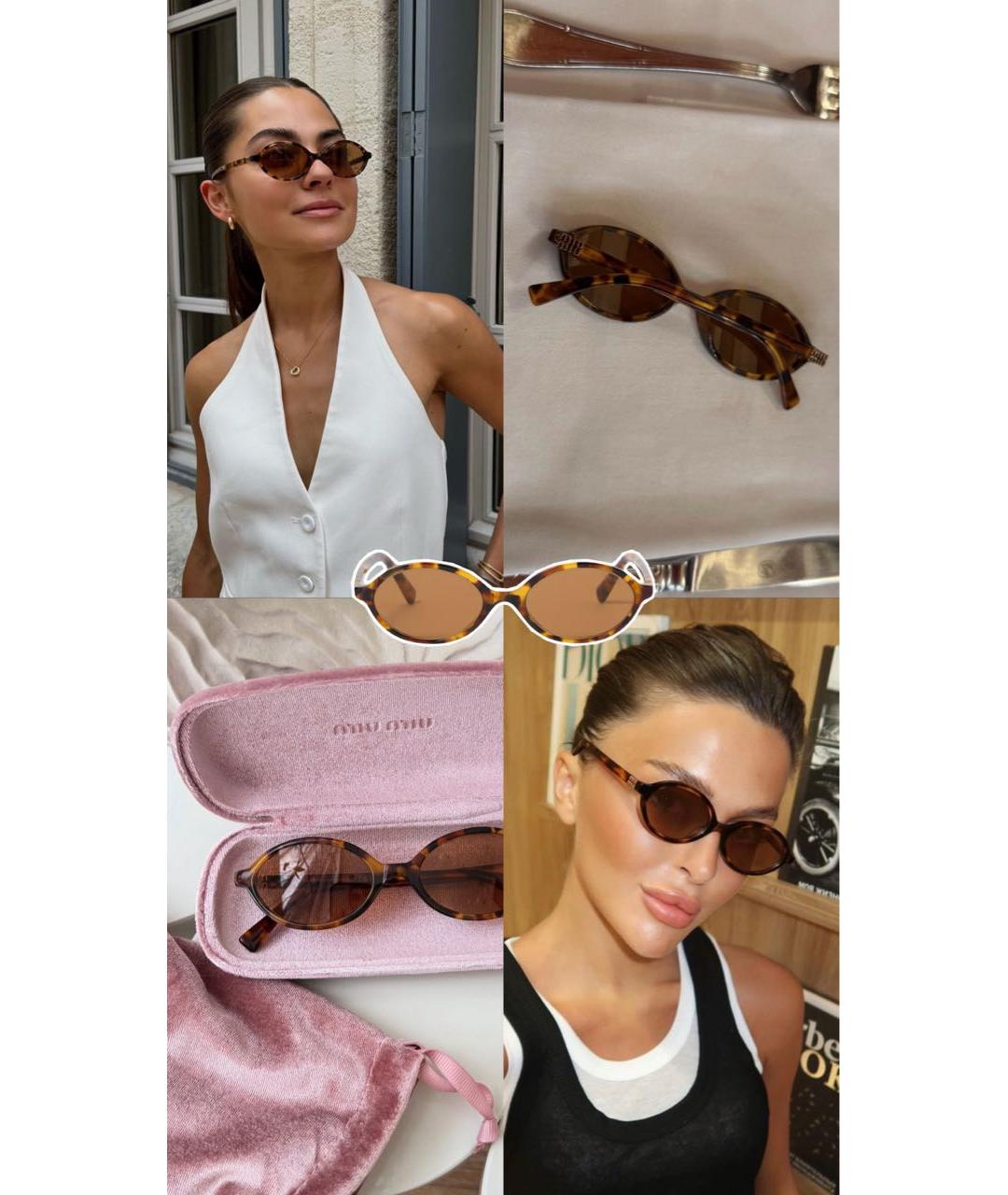 MIU MIU Коричневые пластиковые солнцезащитные очки, фото 8