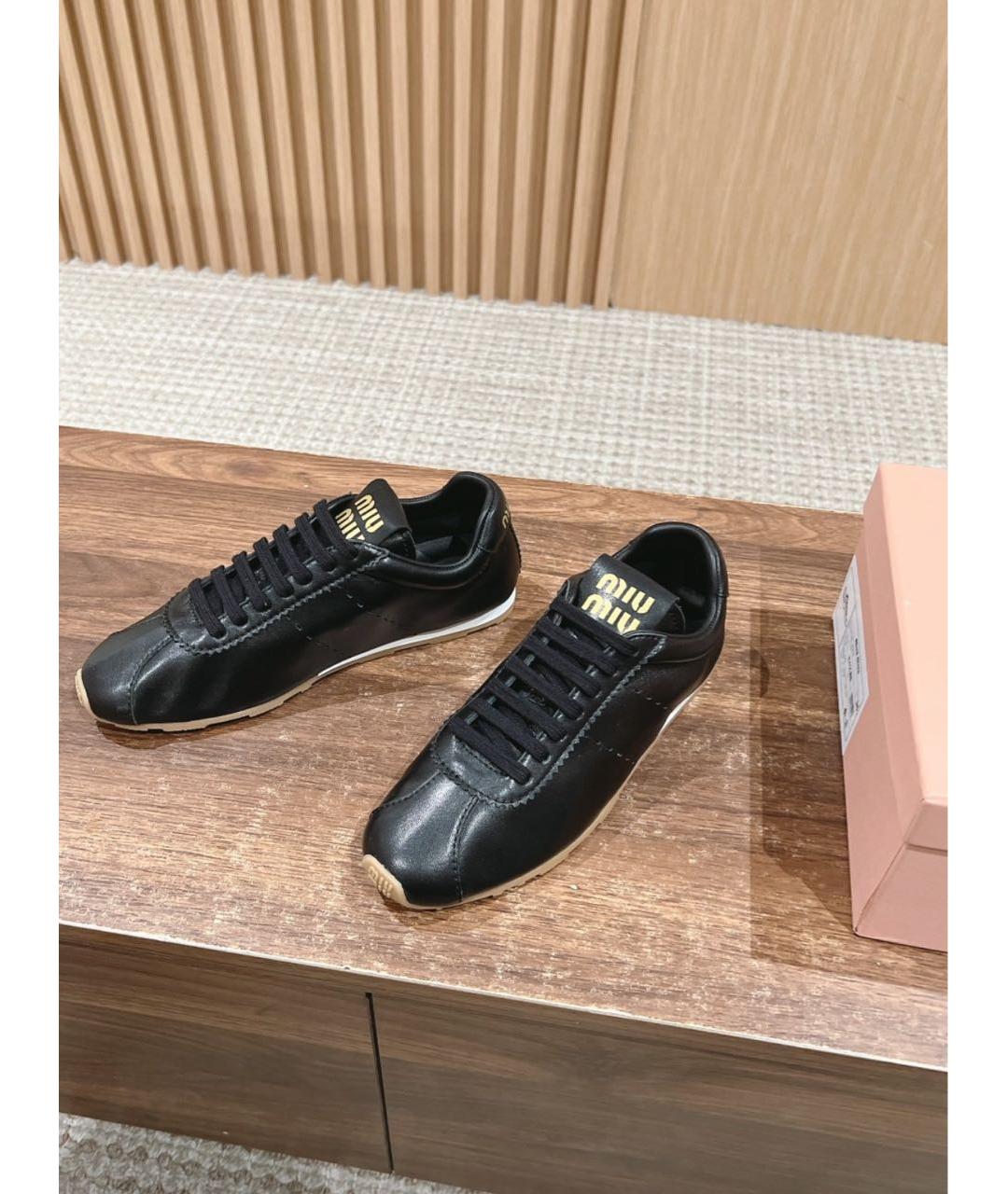 MIU MIU Черные кожаные кеды, фото 7