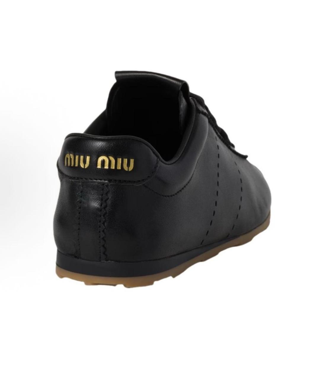 MIU MIU Черные кожаные кеды, фото 3