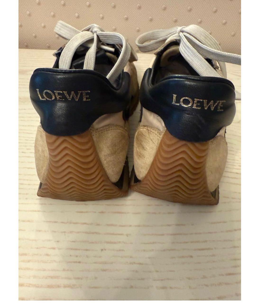 LOEWE Бежевые текстильные кроссовки, фото 4