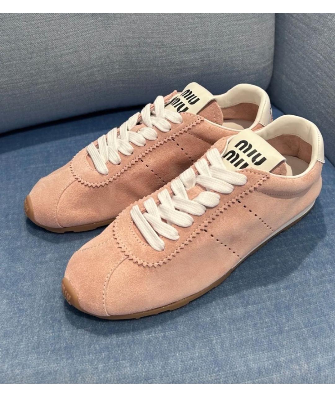 MIU MIU Розовые замшевые кеды, фото 6