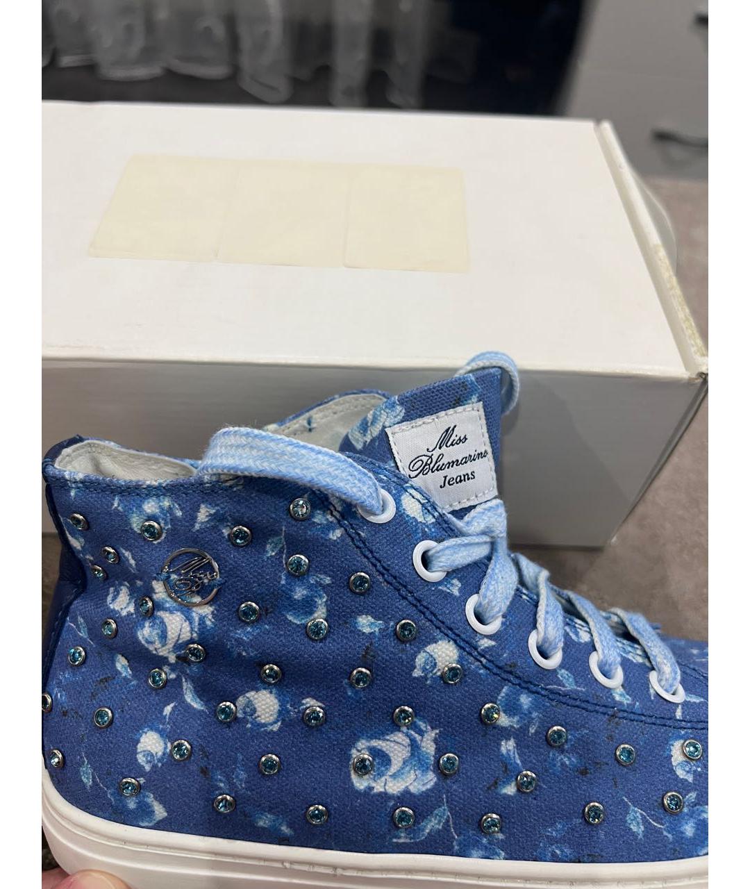 MISS BLUMARINE Синие текстильные кеды, фото 4