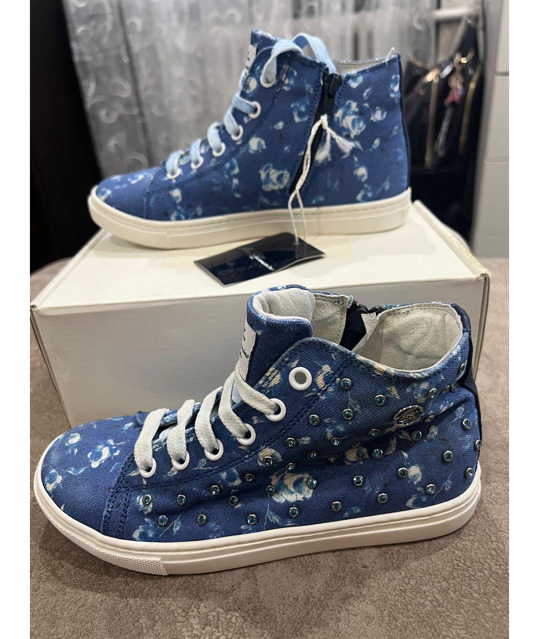 MISS BLUMARINE Синие текстильные кеды, фото 2
