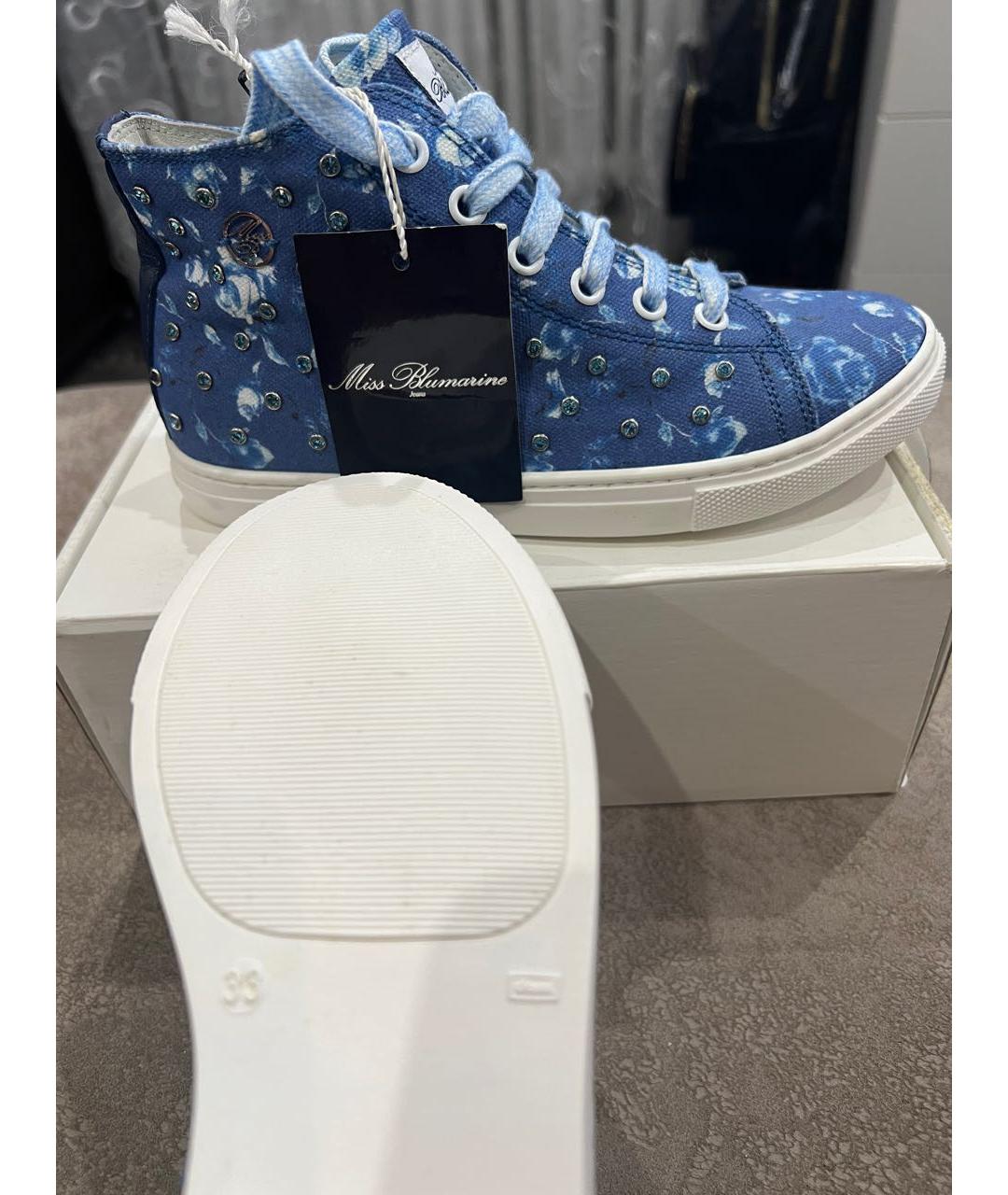 MISS BLUMARINE Синие текстильные кеды, фото 3