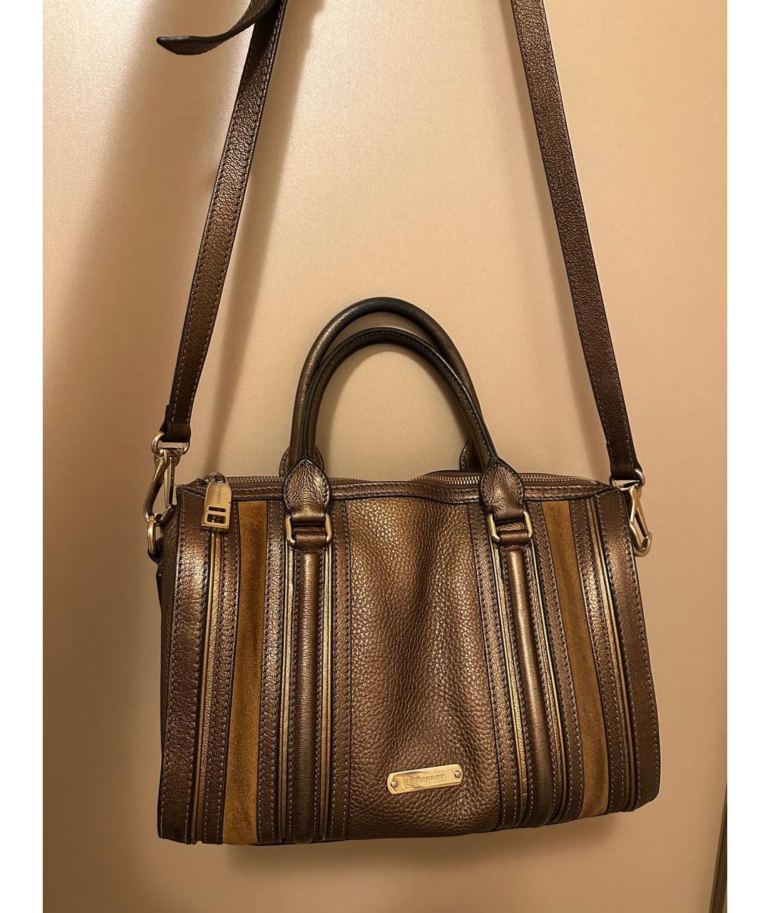 BURBERRY Коричневая кожаная сумка с короткими ручками, фото 9