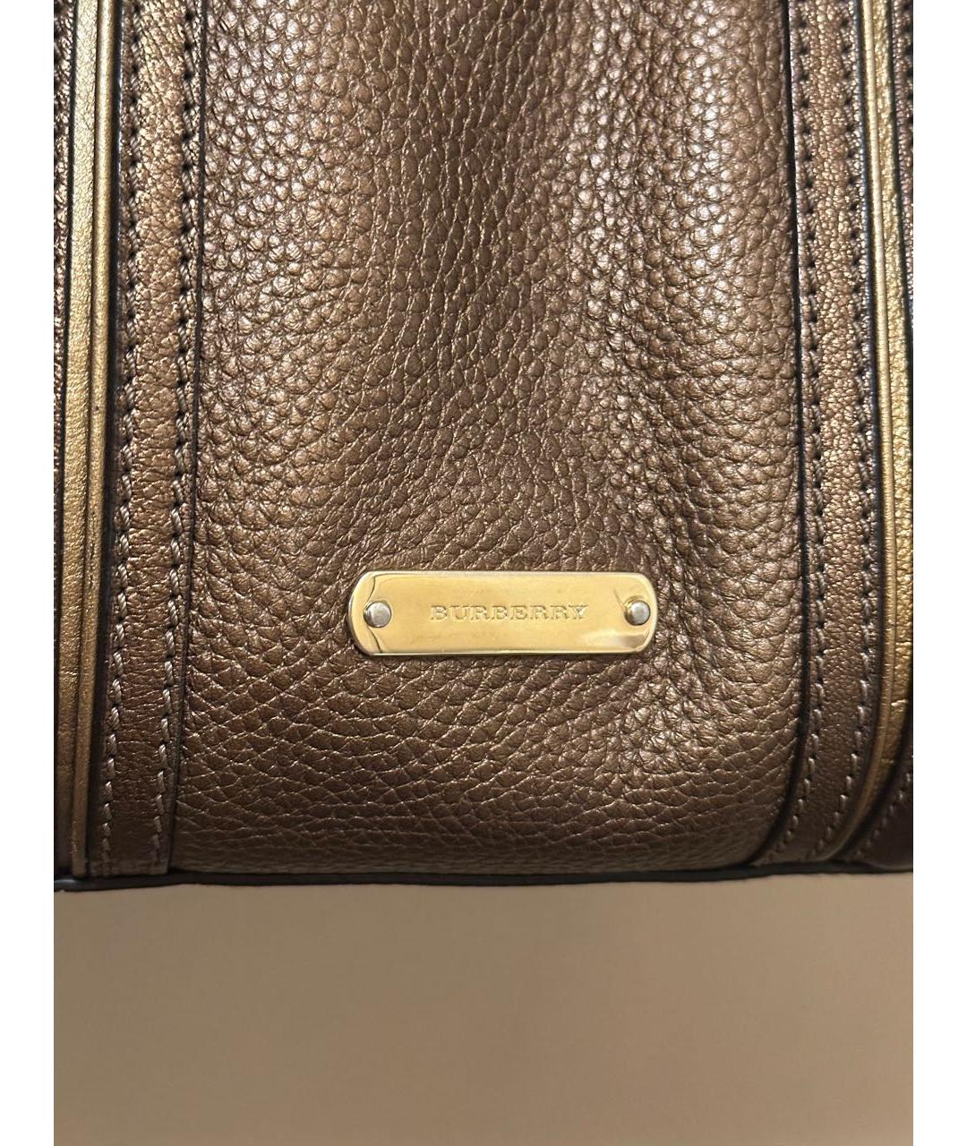 BURBERRY Коричневая кожаная сумка с короткими ручками, фото 5