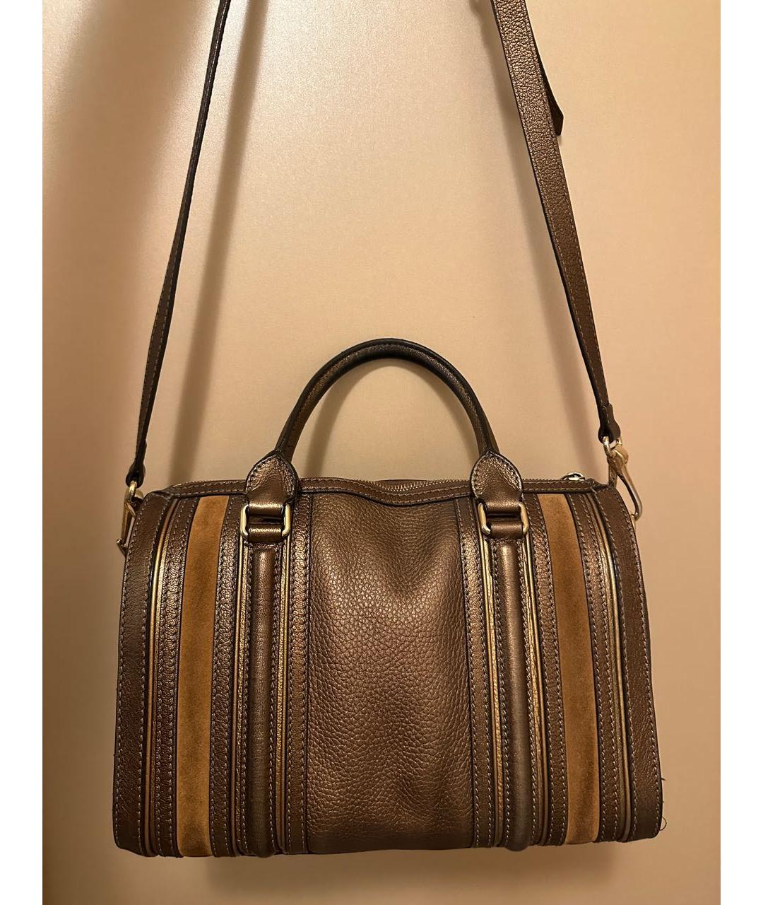 BURBERRY Коричневая кожаная сумка с короткими ручками, фото 3
