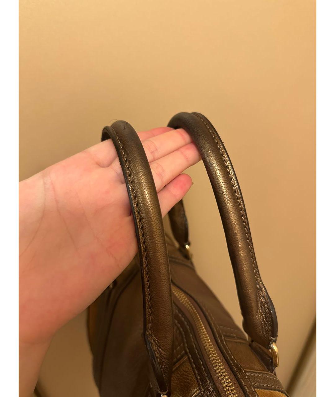 BURBERRY Коричневая кожаная сумка с короткими ручками, фото 4