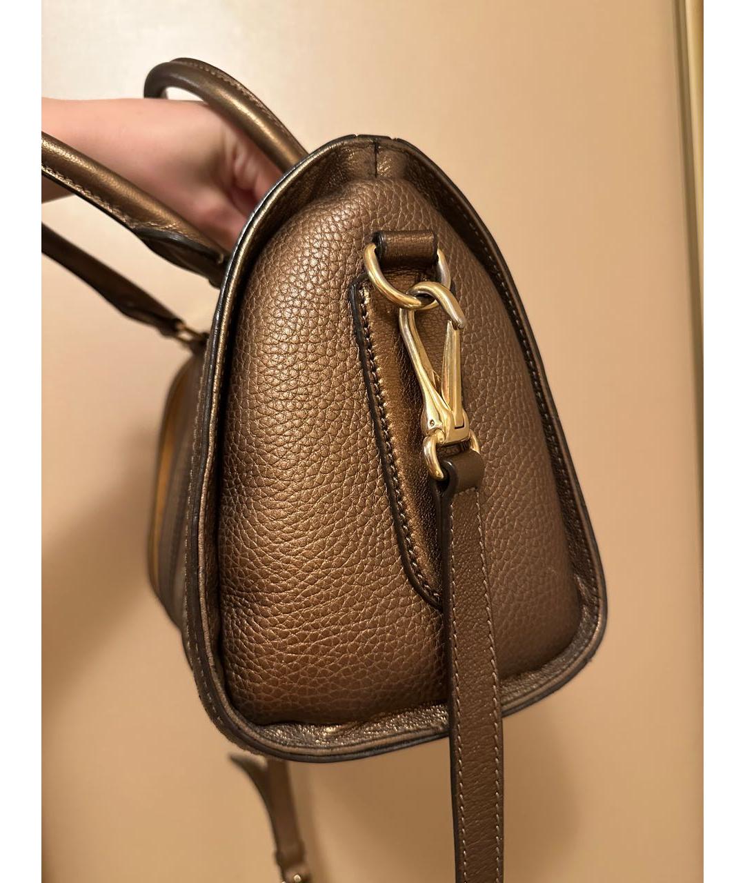 BURBERRY Коричневая кожаная сумка с короткими ручками, фото 8