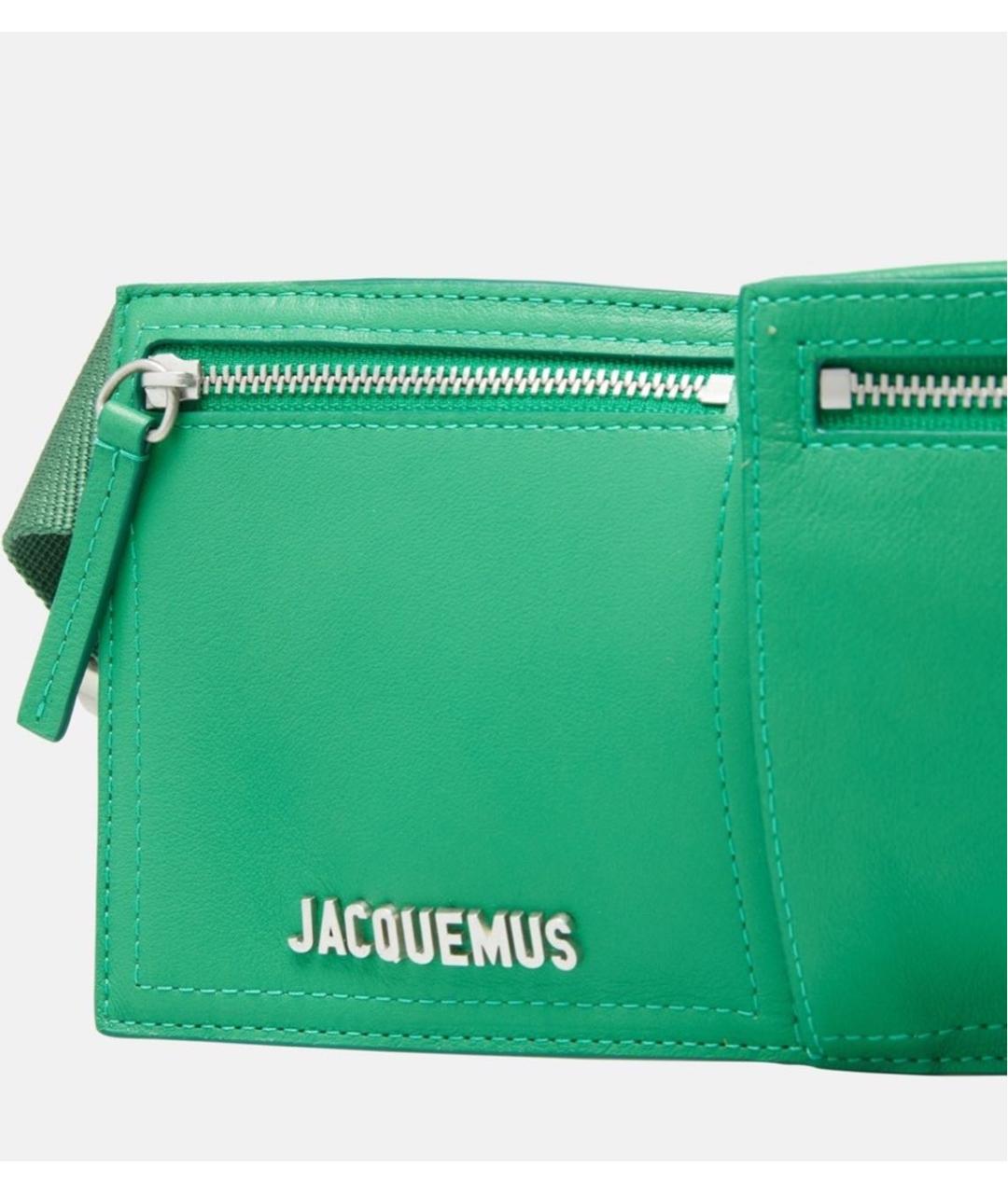 JACQUEMUS Зеленая кожаная поясная сумка, фото 4