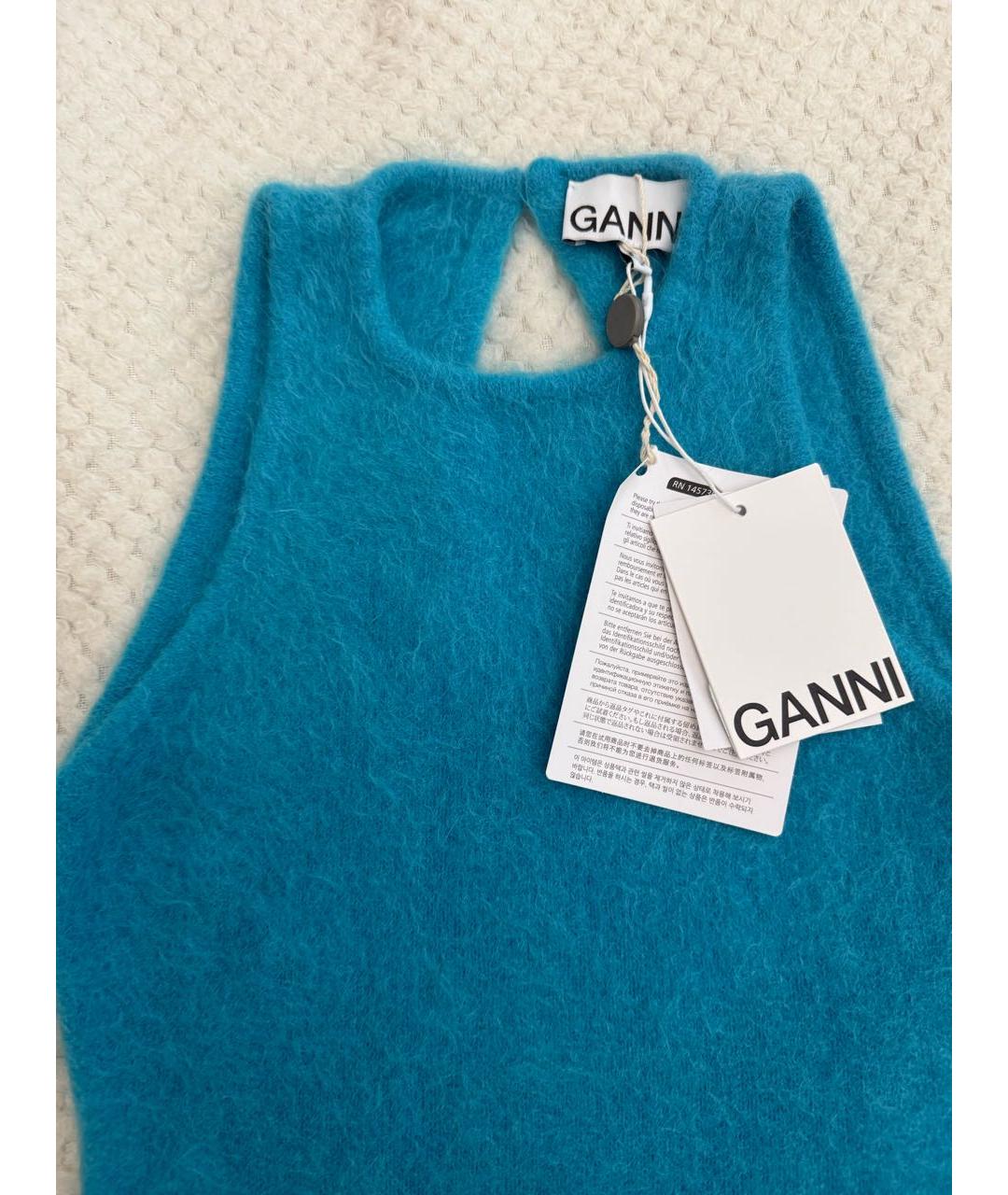 GANNI Бирюзовое шерстяное повседневное платье, фото 3