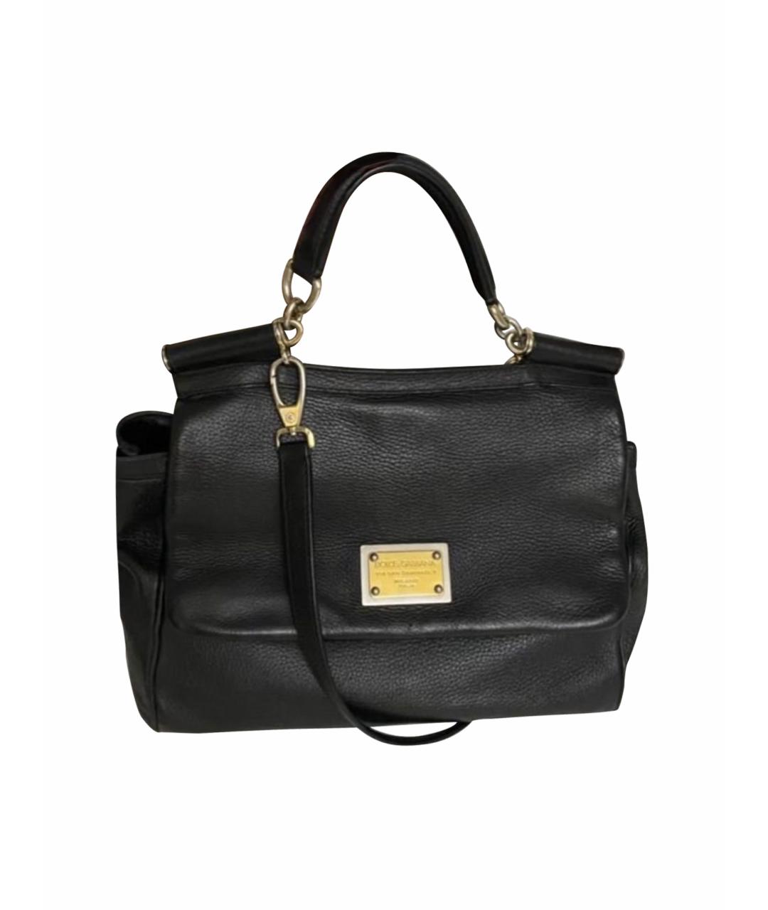 DOLCE&GABBANA Черная кожаная сумка с короткими ручками, фото 1