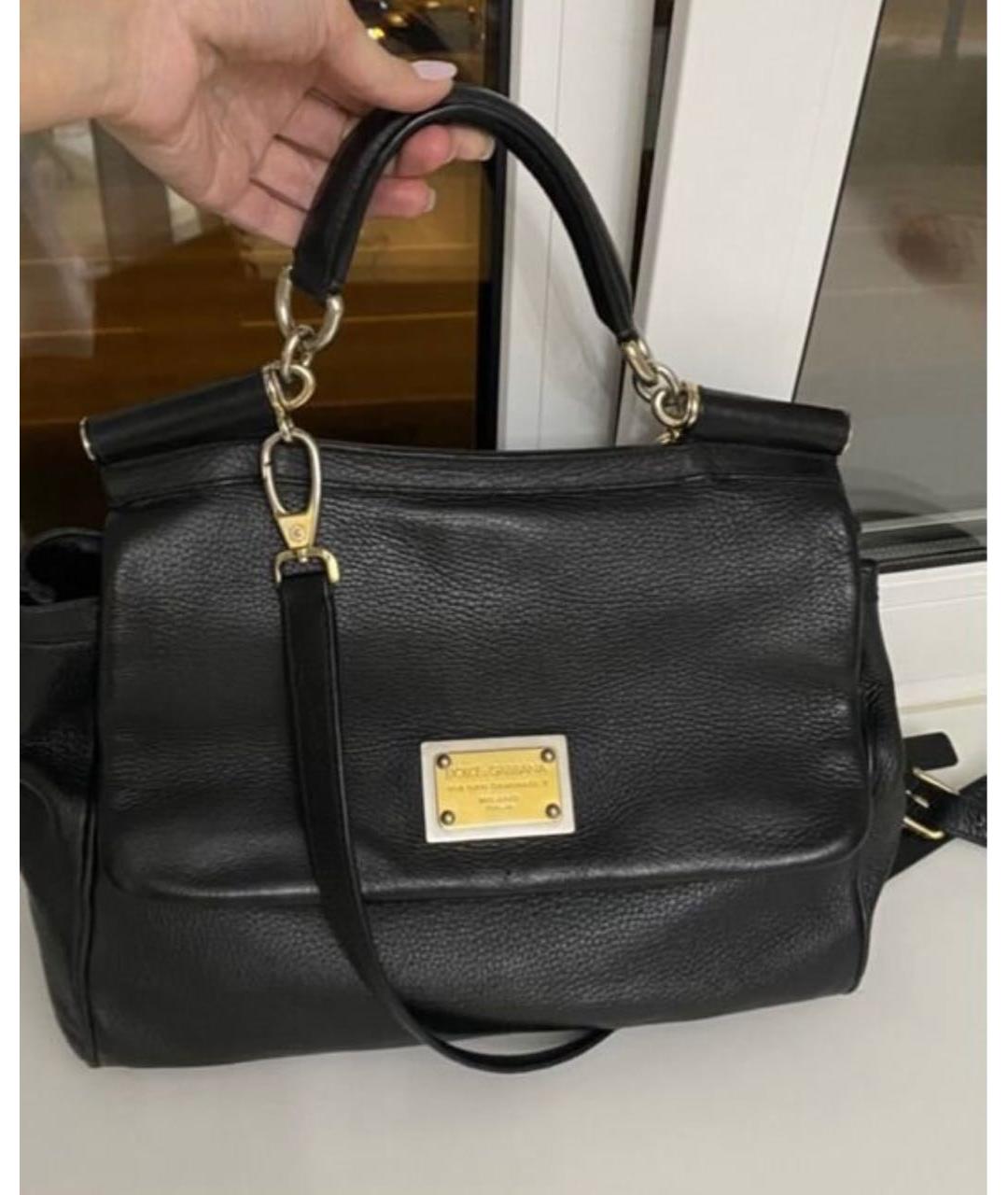 DOLCE&GABBANA Черная кожаная сумка с короткими ручками, фото 9