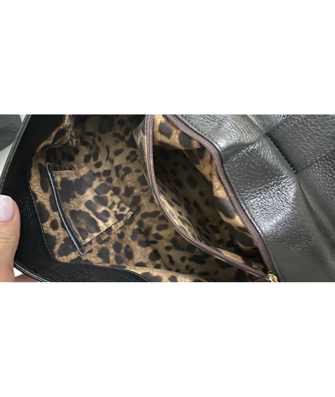 DOLCE&GABBANA Черная кожаная сумка с короткими ручками, фото 4