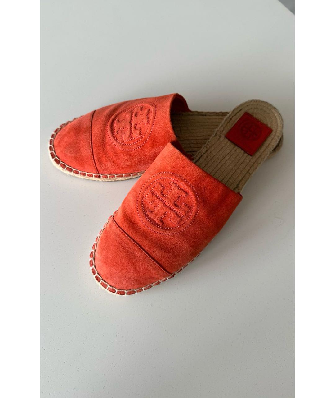 TORY BURCH Оранжевое замшевые мюли, фото 3