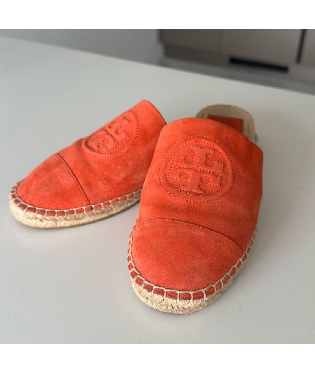 TORY BURCH Оранжевое замшевые мюли, фото 2