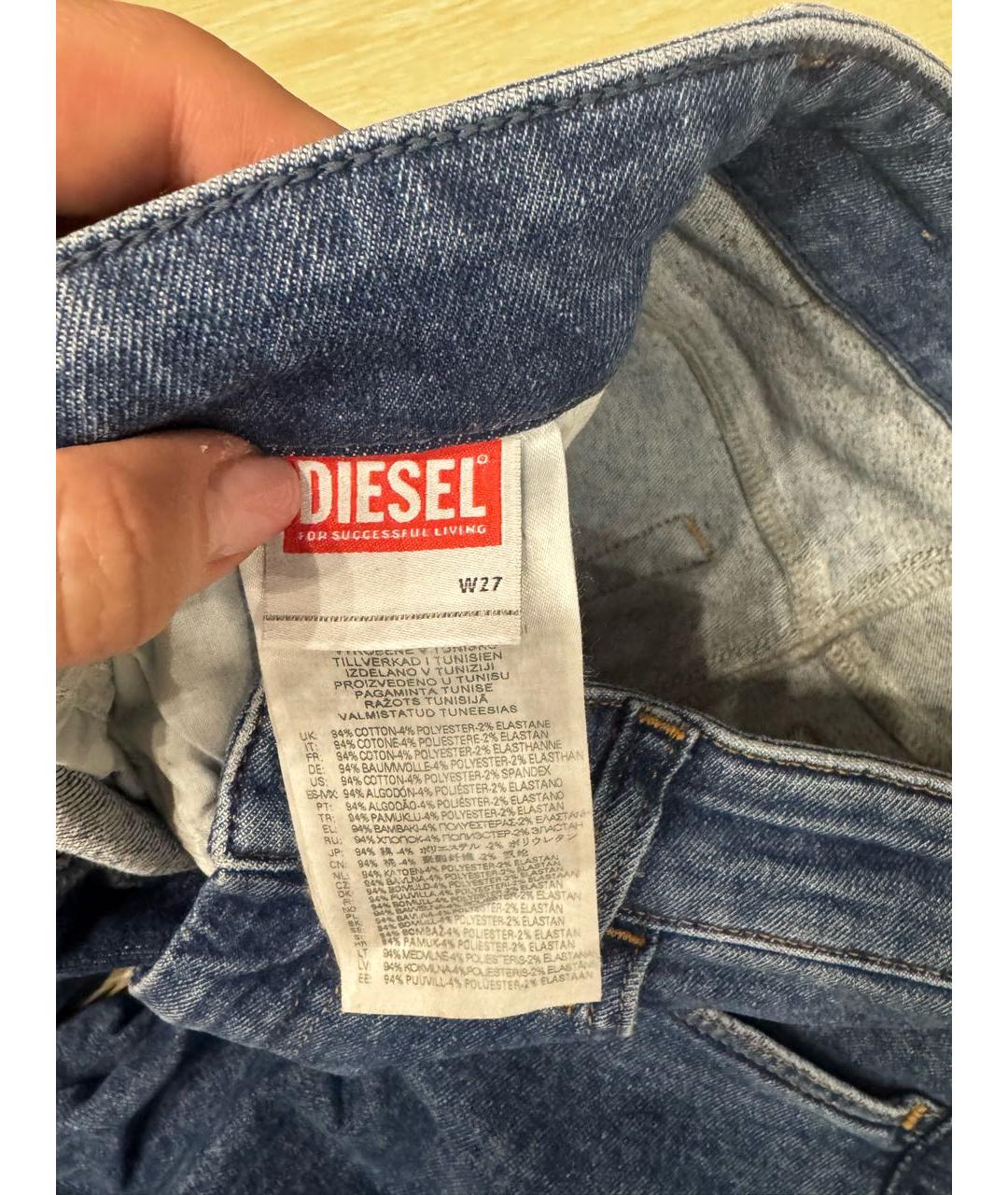 DIESEL Синие хлопко-полиэстеровые джинсы слим, фото 4