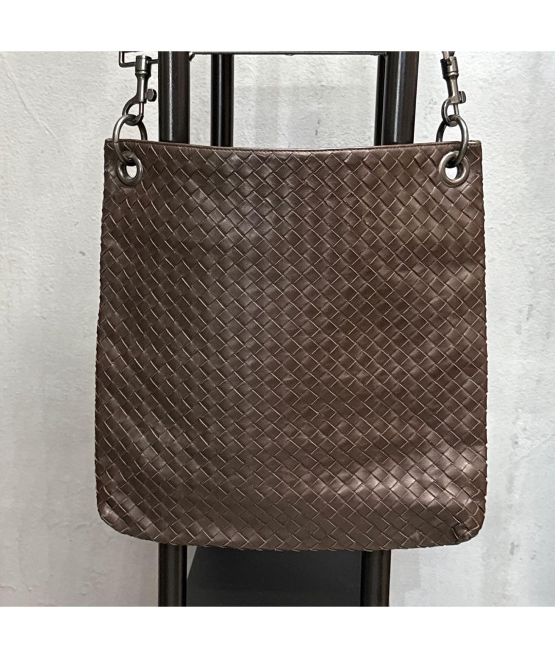BOTTEGA VENETA Коричневая кожаная сумка на плечо, фото 9