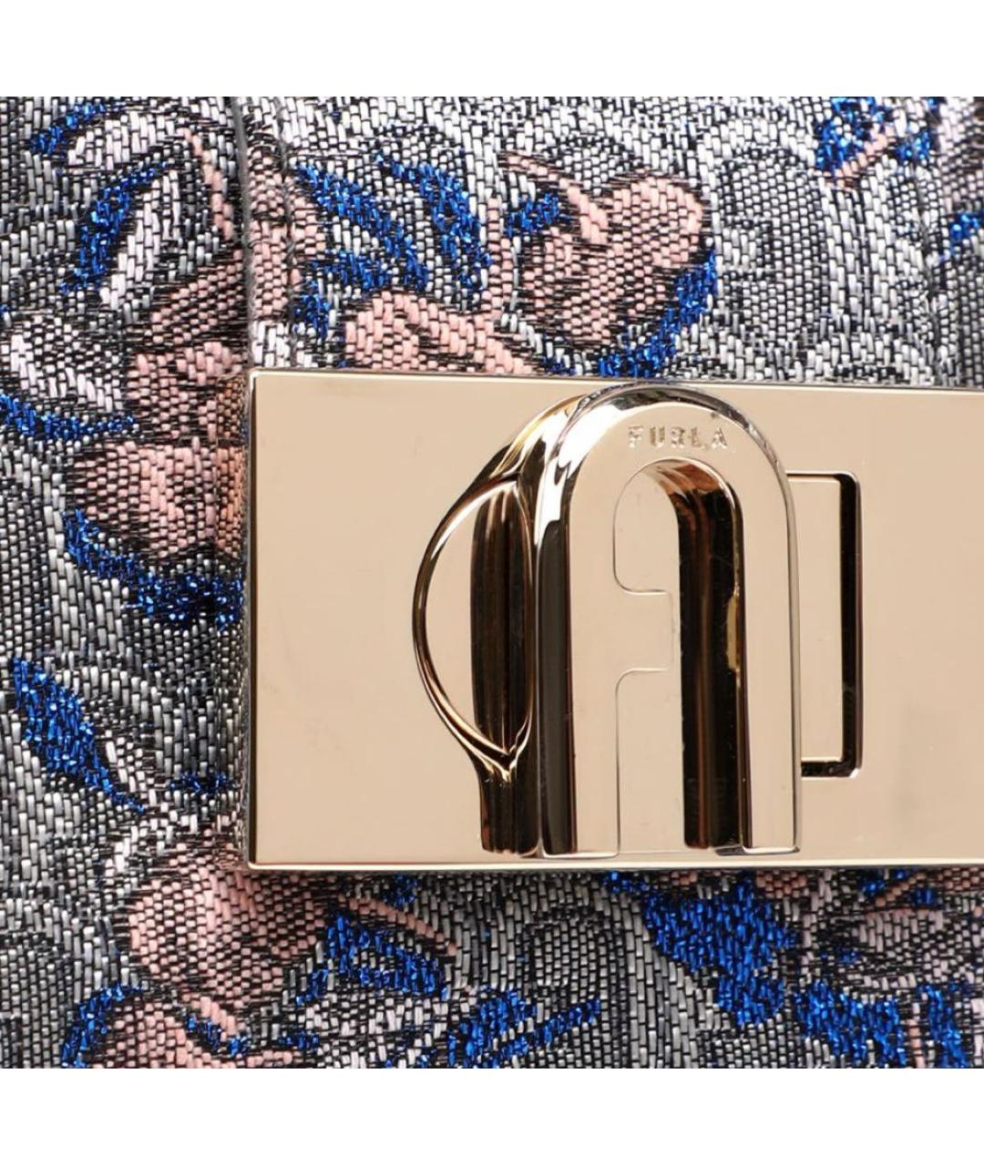FURLA Бирюзовая жаккардовая сумка с короткими ручками, фото 3