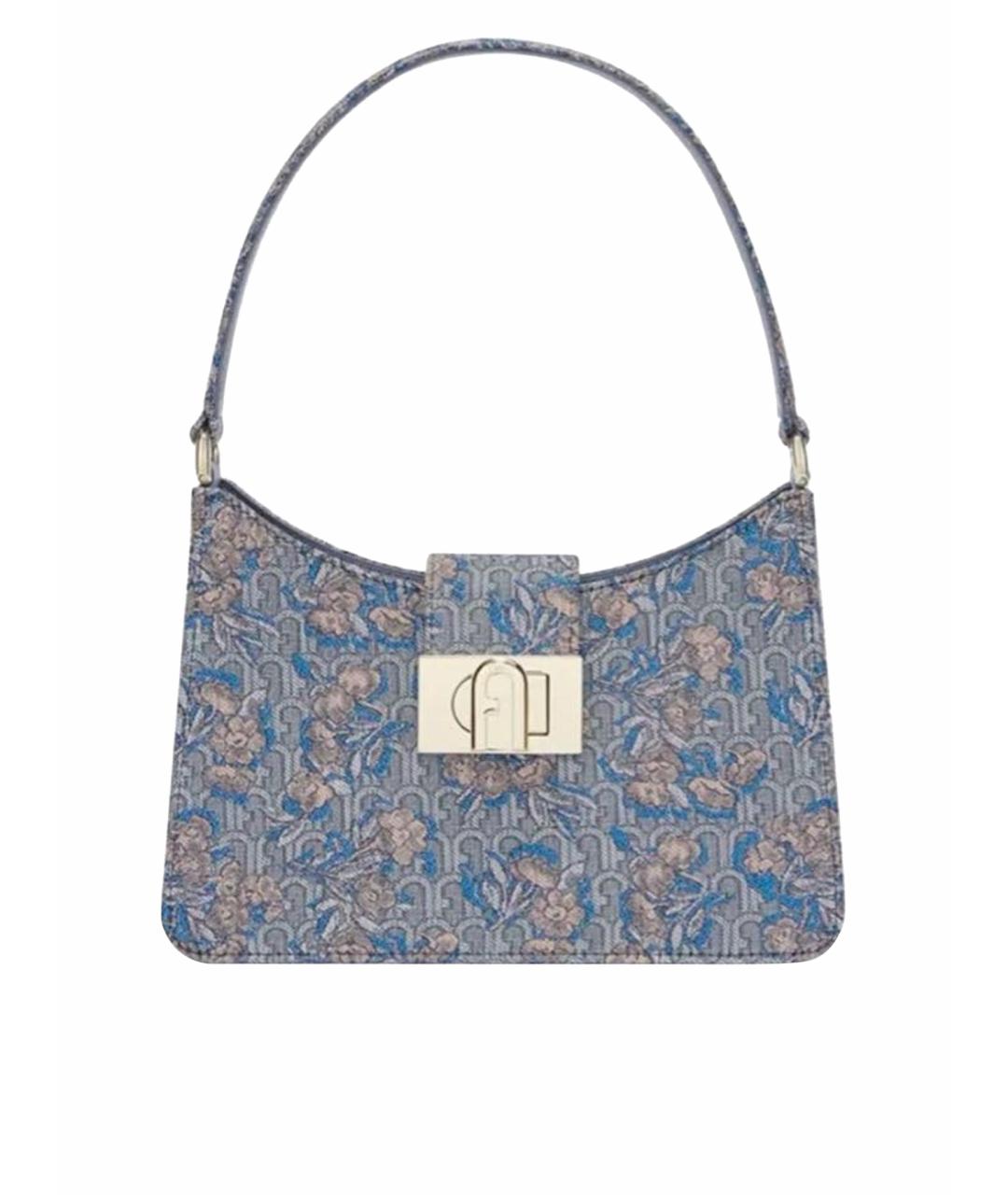 FURLA Бирюзовая жаккардовая сумка с короткими ручками, фото 1