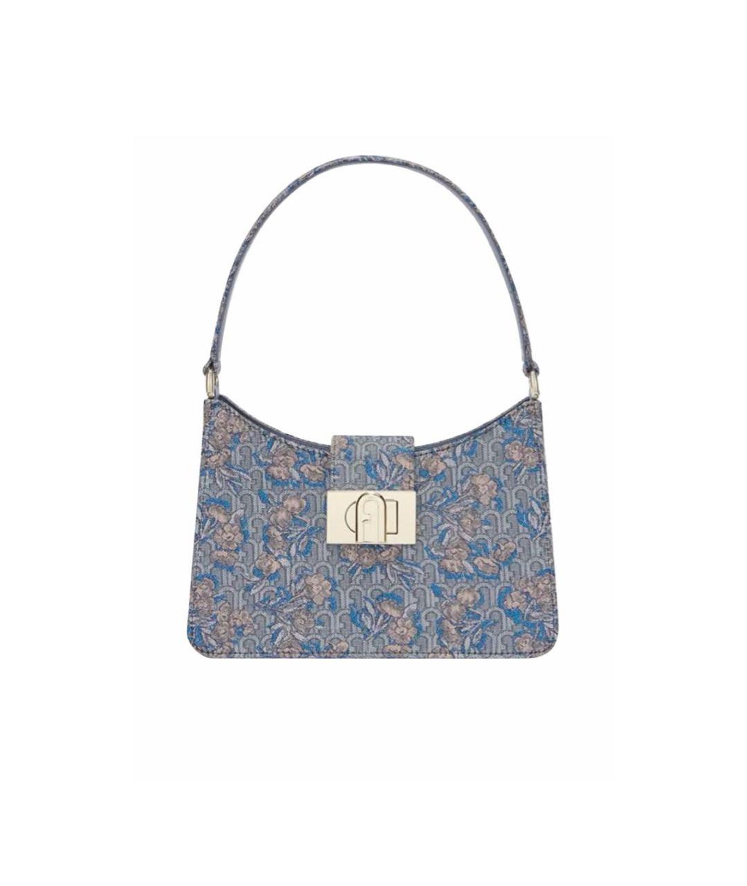 FURLA Бирюзовая жаккардовая сумка с короткими ручками, фото 4