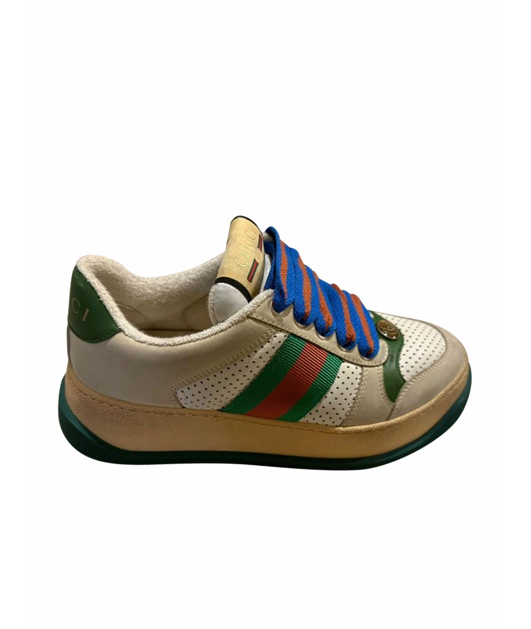 GUCCI Коричневые текстильные кеды, фото 1