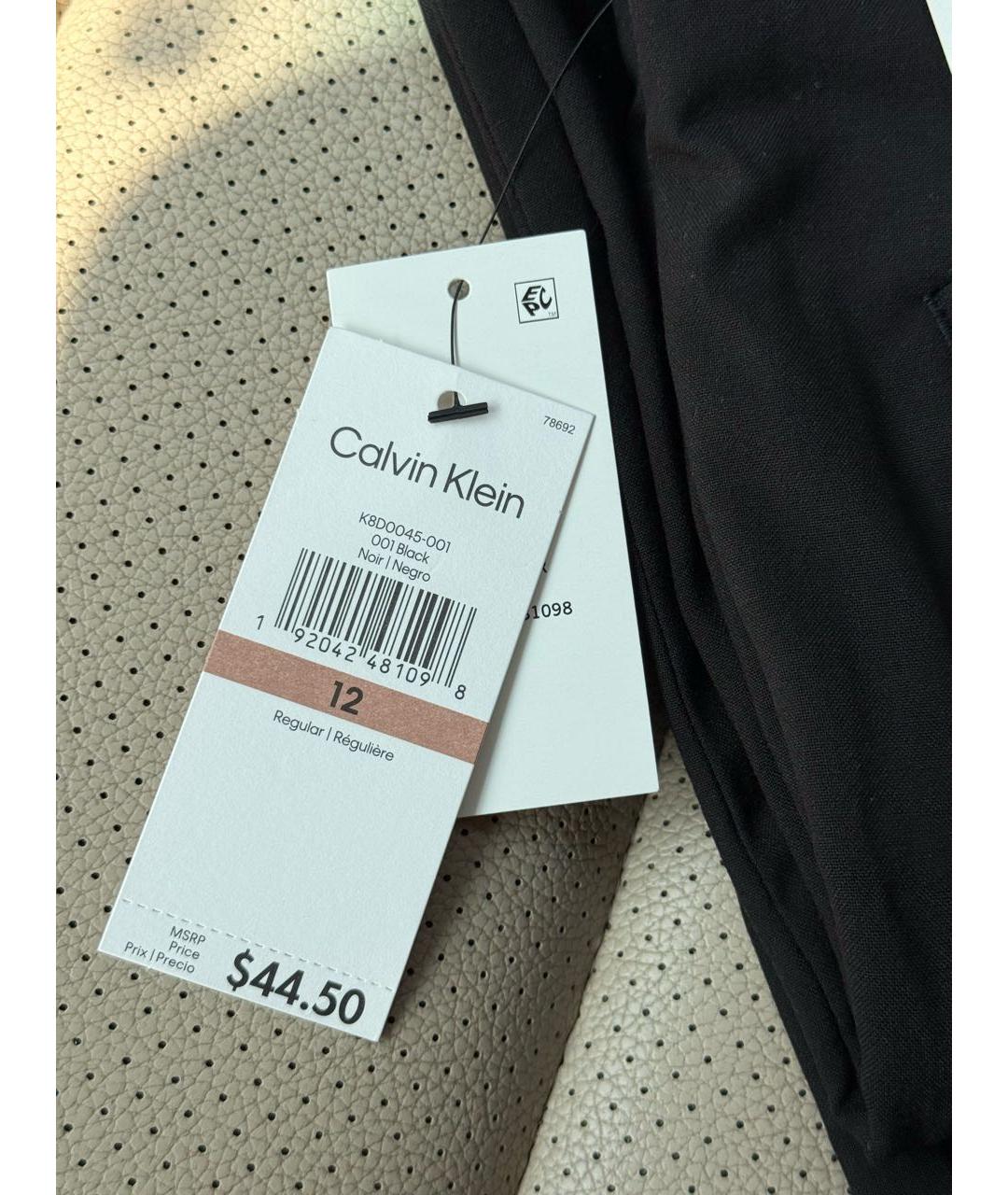CALVIN KLEIN Черные полиэстеровые брюки и шорты, фото 4