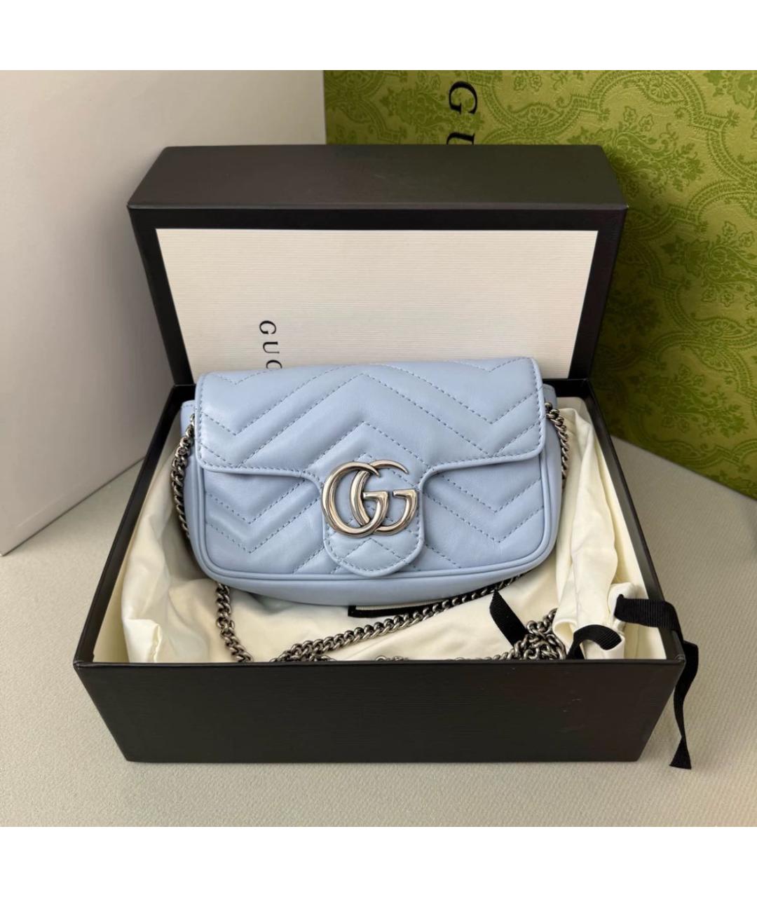 GUCCI Бирюзовая кожаная сумка через плечо, фото 2