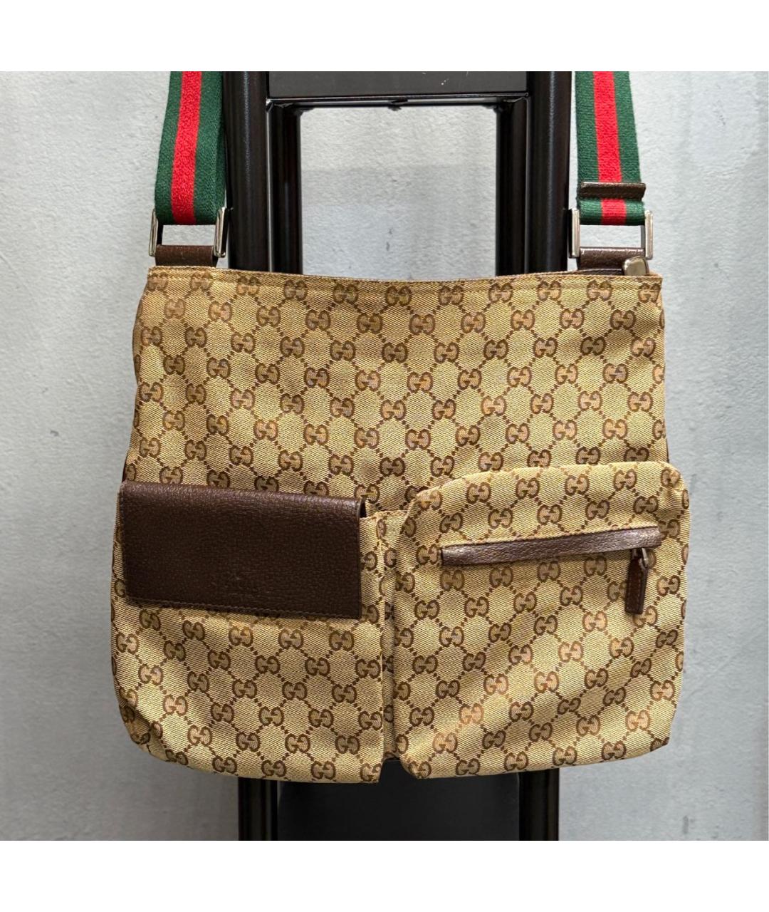 GUCCI Бежевая хлопковая сумка через плечо, фото 9