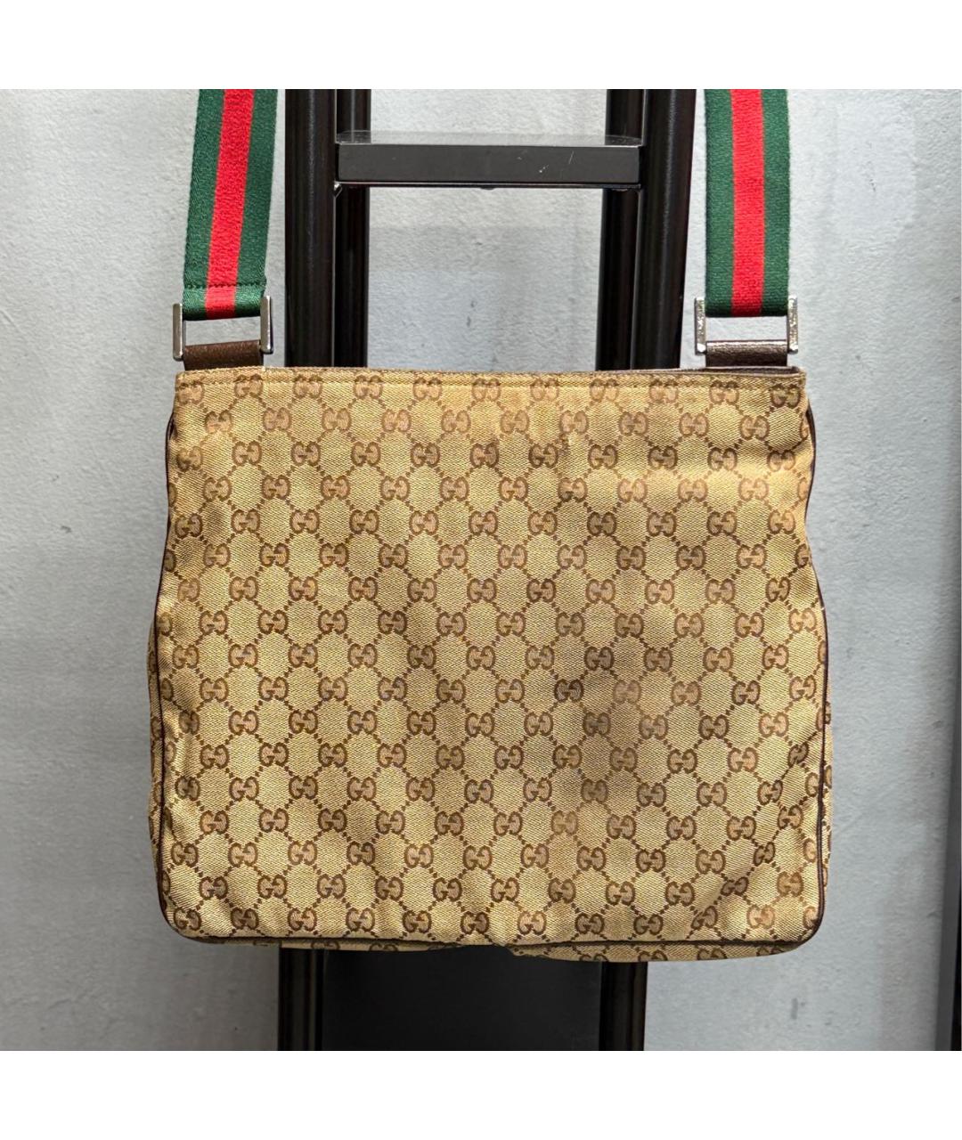 GUCCI Бежевая хлопковая сумка через плечо, фото 2