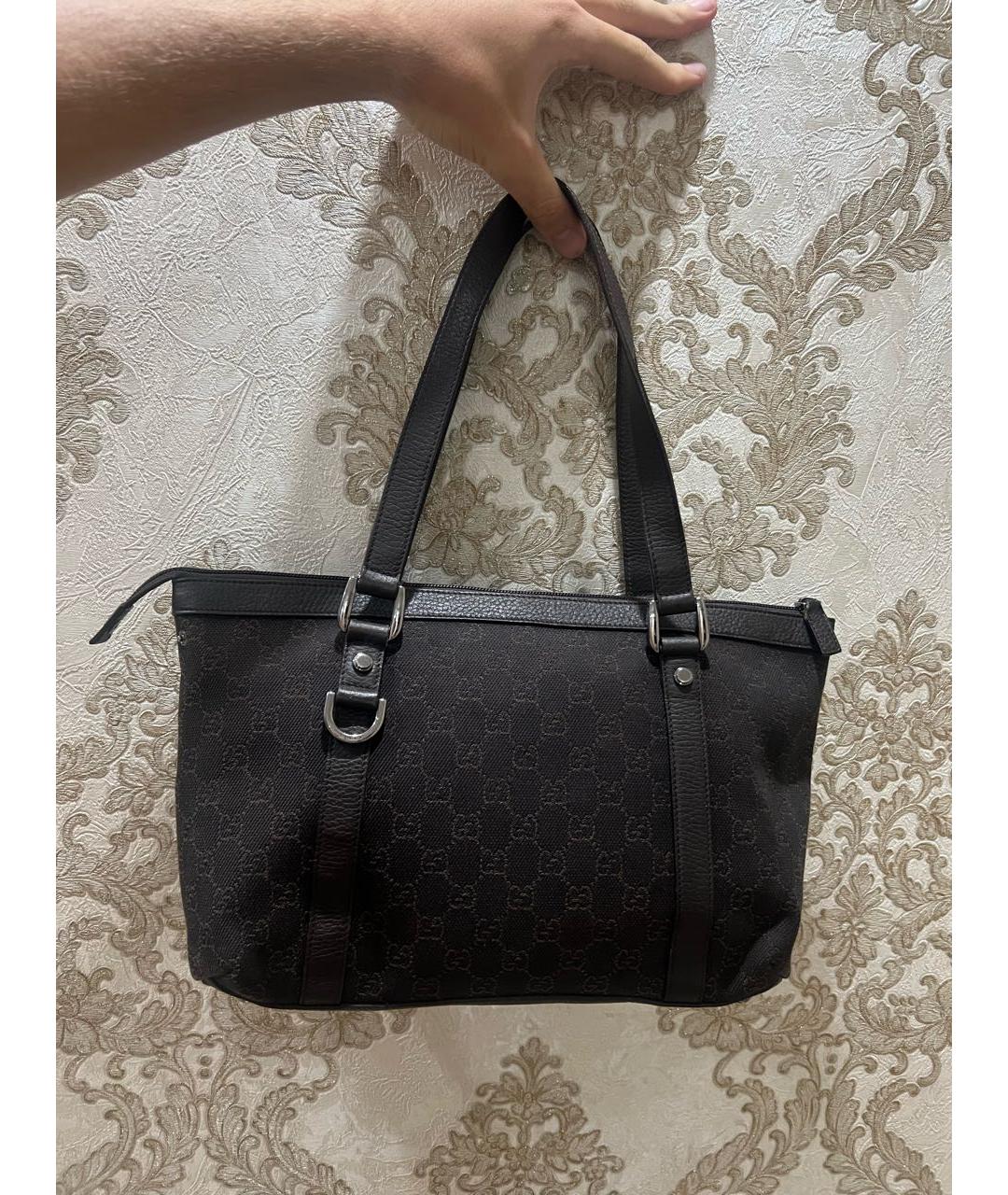 GUCCI Черная тканевая сумка с короткими ручками, фото 3
