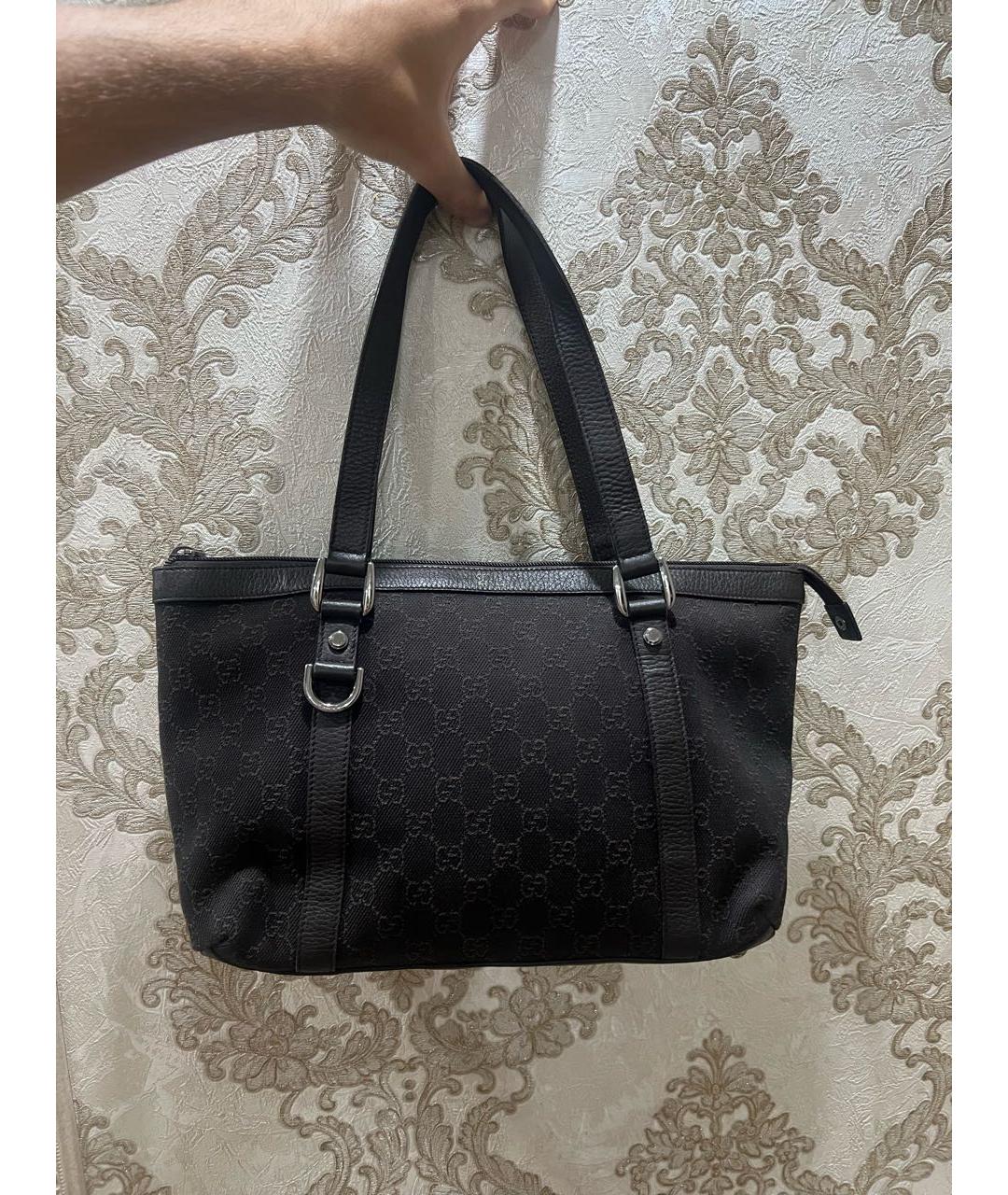 GUCCI Черная тканевая сумка с короткими ручками, фото 5