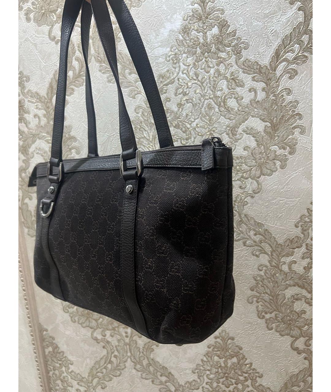 GUCCI Черная тканевая сумка с короткими ручками, фото 2