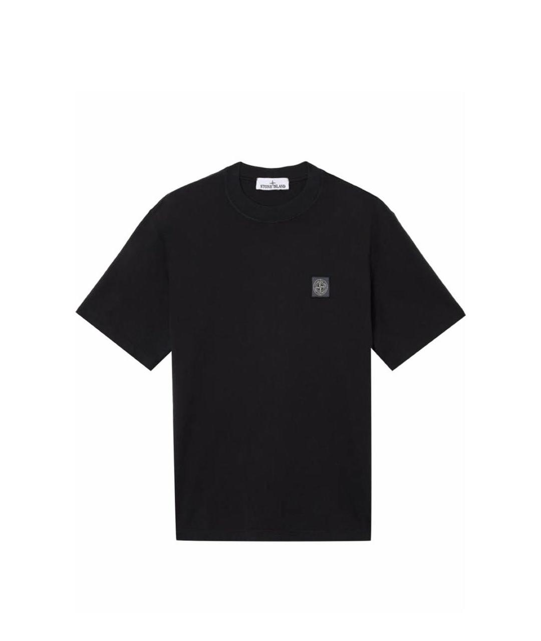 STONE ISLAND Черная хлопковая футболка, фото 6