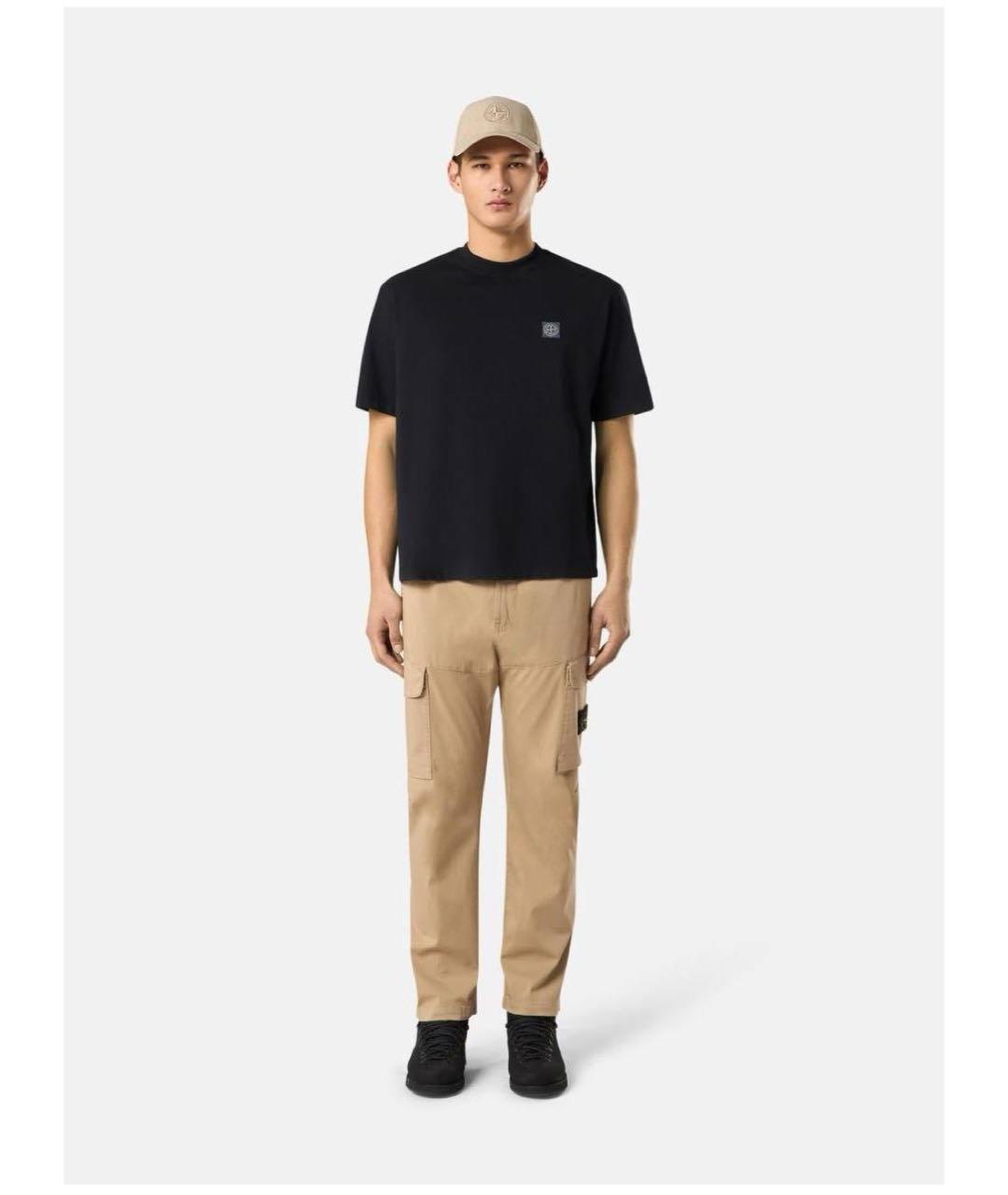 STONE ISLAND Черная хлопковая футболка, фото 3