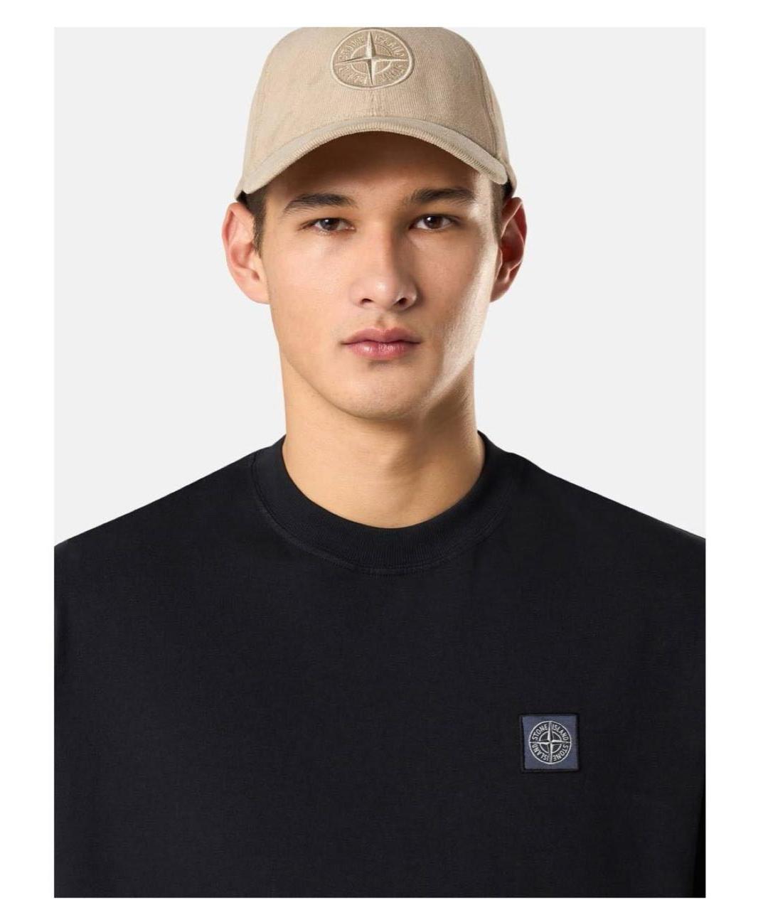 STONE ISLAND Черная хлопковая футболка, фото 5