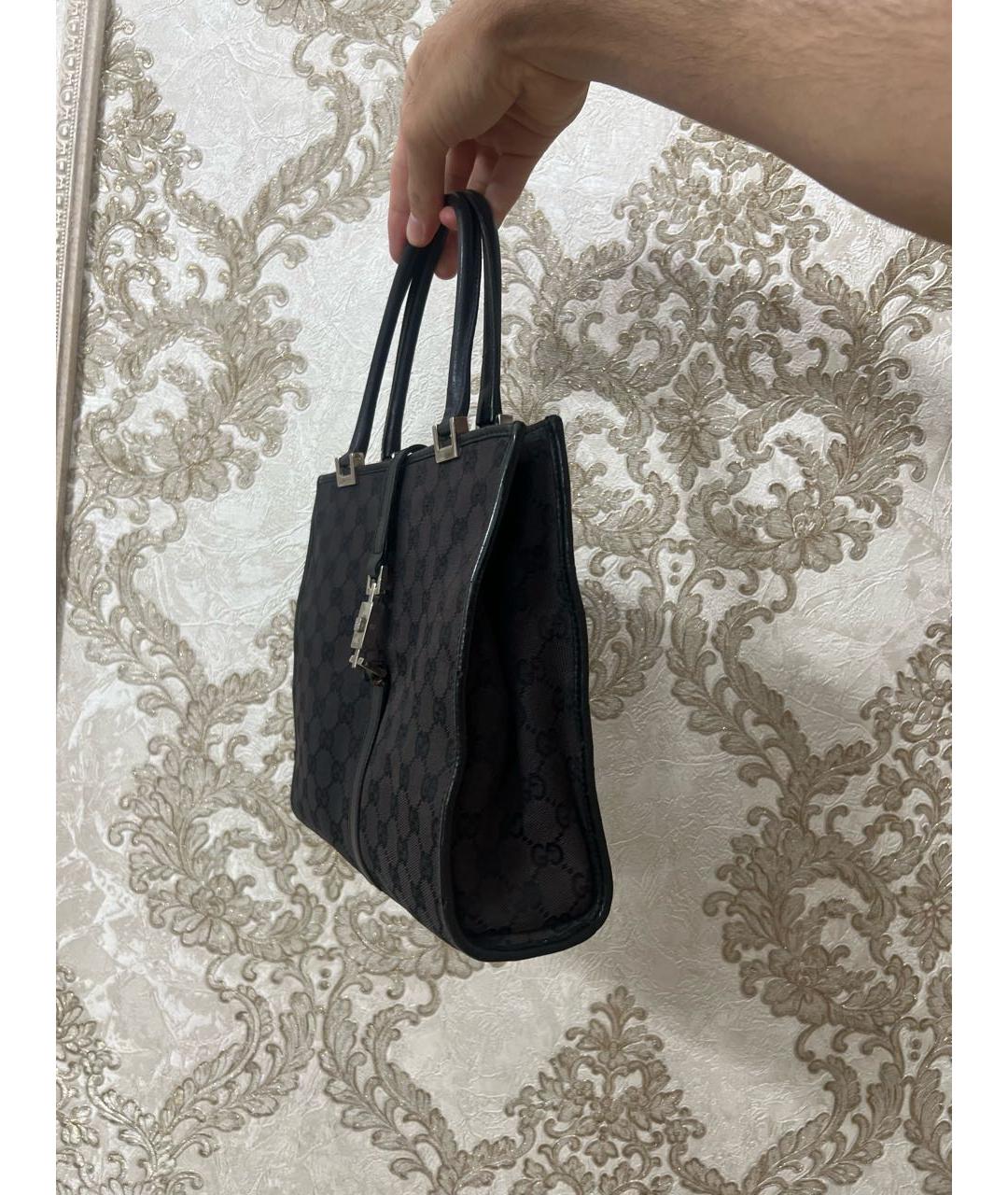 GUCCI Черная тканевая сумка с короткими ручками, фото 2
