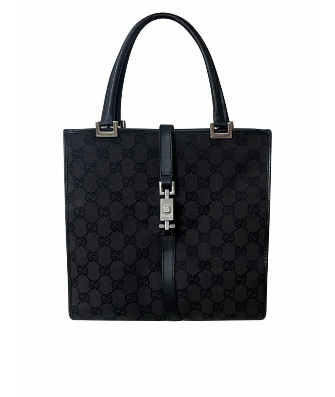 GUCCI Черная тканевая сумка с короткими ручками, фото 1